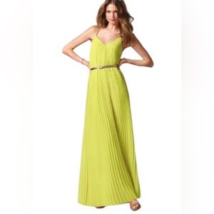 Victoria's Secret Bright yellow neon pleated Maxi Dress